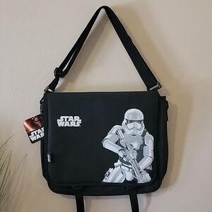 DISNEY STAR WARS BLACK STORM TROOPER MESSENGER BAG - NEW WITH TAGS